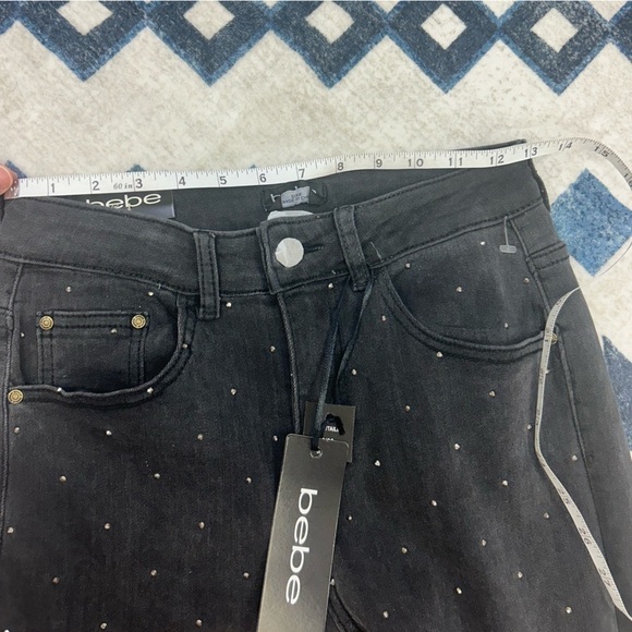 Bebe - NWT Straight Leg Denim with Rhinestons in Dark Grey - Picture 11 of 11